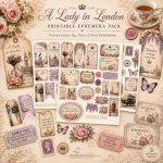 Victorian London Ephemera Pack | Tags, Tickets, Floral Embellishments (Digital Download)