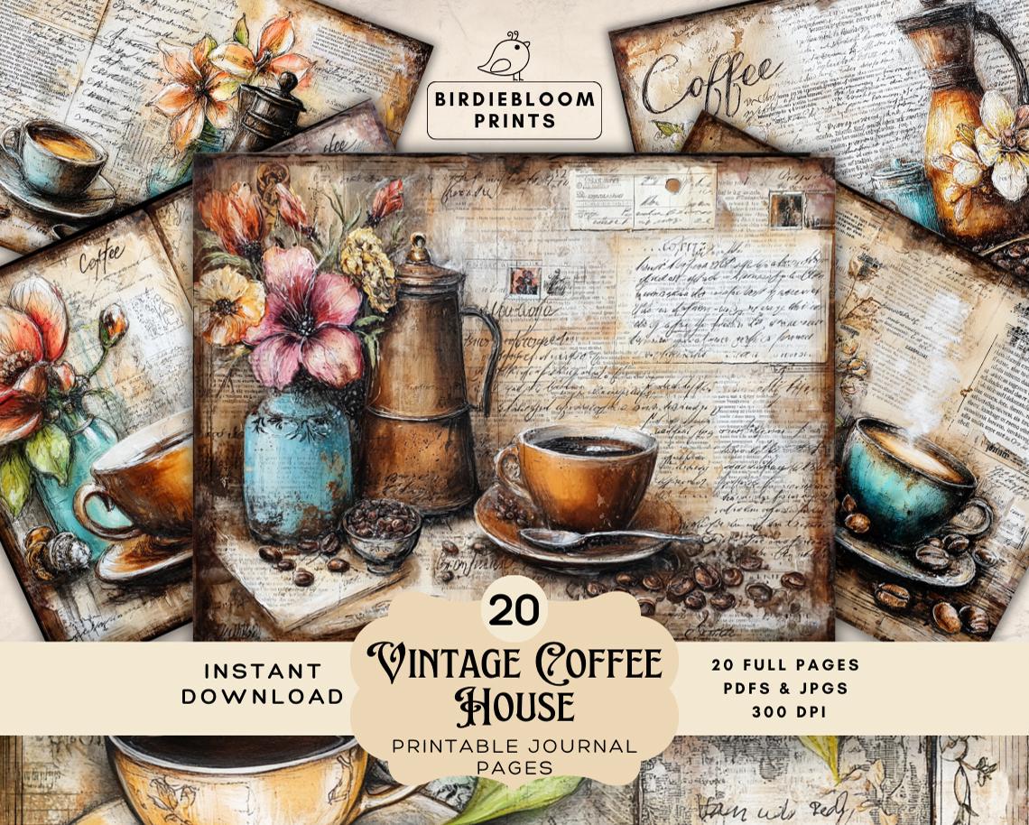 il_fullxfull.8077989142_1dto.jpg Vintage Coffee House Collection: Junk Journal Papers (Part 1) - Image 1