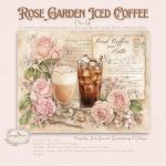Vintage Coffee House Collection: Rose Garden Iced Coffee Junk Journal Papers | Floral Café Backgrounds - Image 5