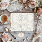 Linen Floral Junk Journal Papers: Shabby Chic Blue Blooms (Digital Download) - Image 6
