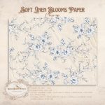 Linen Floral Junk Journal Papers: Shabby Chic Blue Blooms (Digital Download) - Image 7