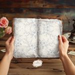 Linen Floral Junk Journal Papers: Shabby Chic Blue Blooms (Digital Download) - Image 8