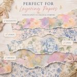 Blush Blue Watercolor Painterly Floral Junk Journal Papers: 17 Botanical Digital Backgrounds - Image 5