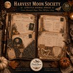 Vintage Autumn Junk Journal Pages: 30 Harvest Moon Society Spreads (PDF Download) - Image 6