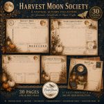 Vintage Autumn Junk Journal Pages: 30 Harvest Moon Society Spreads (PDF Download)